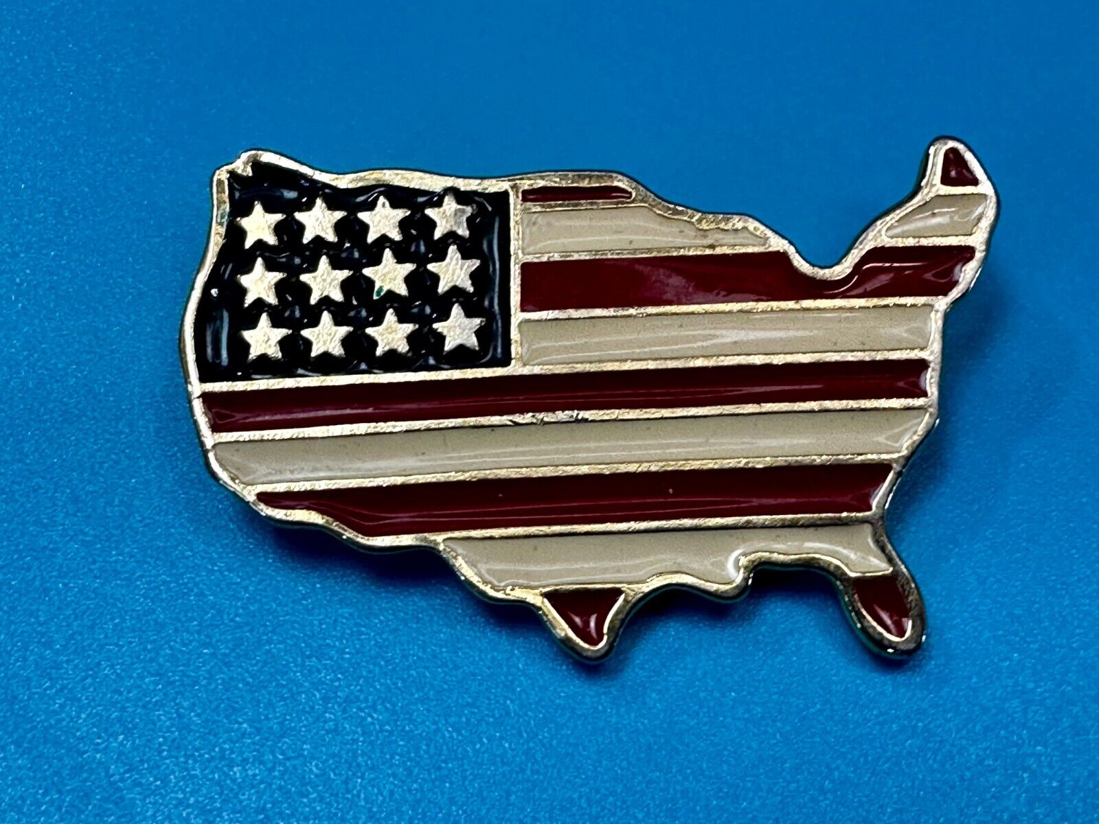 United States Map Cutout USA Country Vtg., Patriotic Brooch Pin Signed by Orion