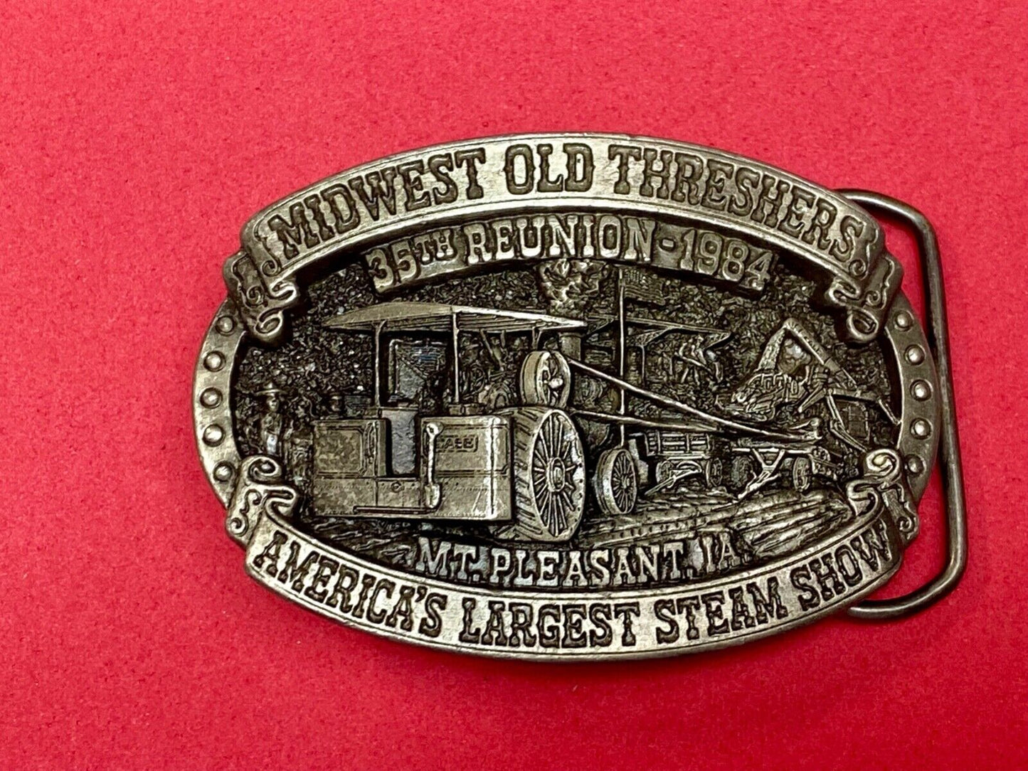 Americas largest Steam show  Midwest Old Settlers and Threshers Assn belt buckle