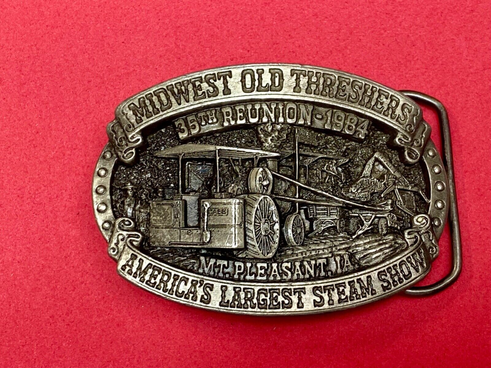 Americas largest Steam show  Midwest Old Settlers and Threshers Assn belt buckle