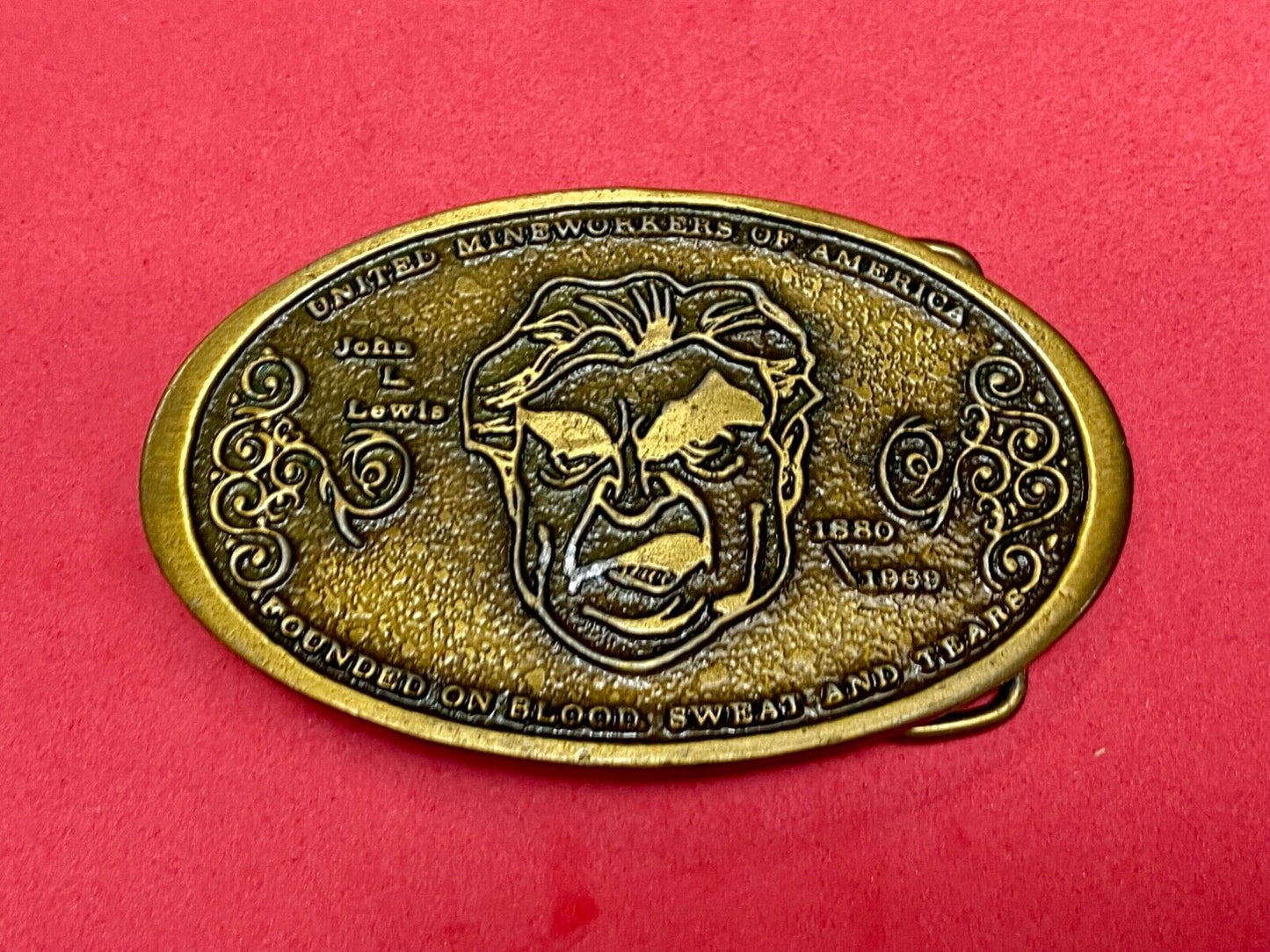 United Mine Workers Umwa Coal Mining 1880-1969 Vintage Belt Buckle John L Lewis
