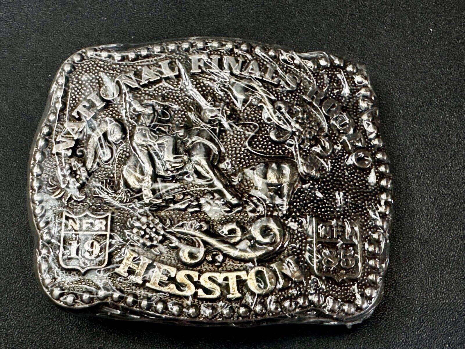 1985 Hesston National Finals Rodeo NFR Cowboys Youth Size NOS Belt Buckle