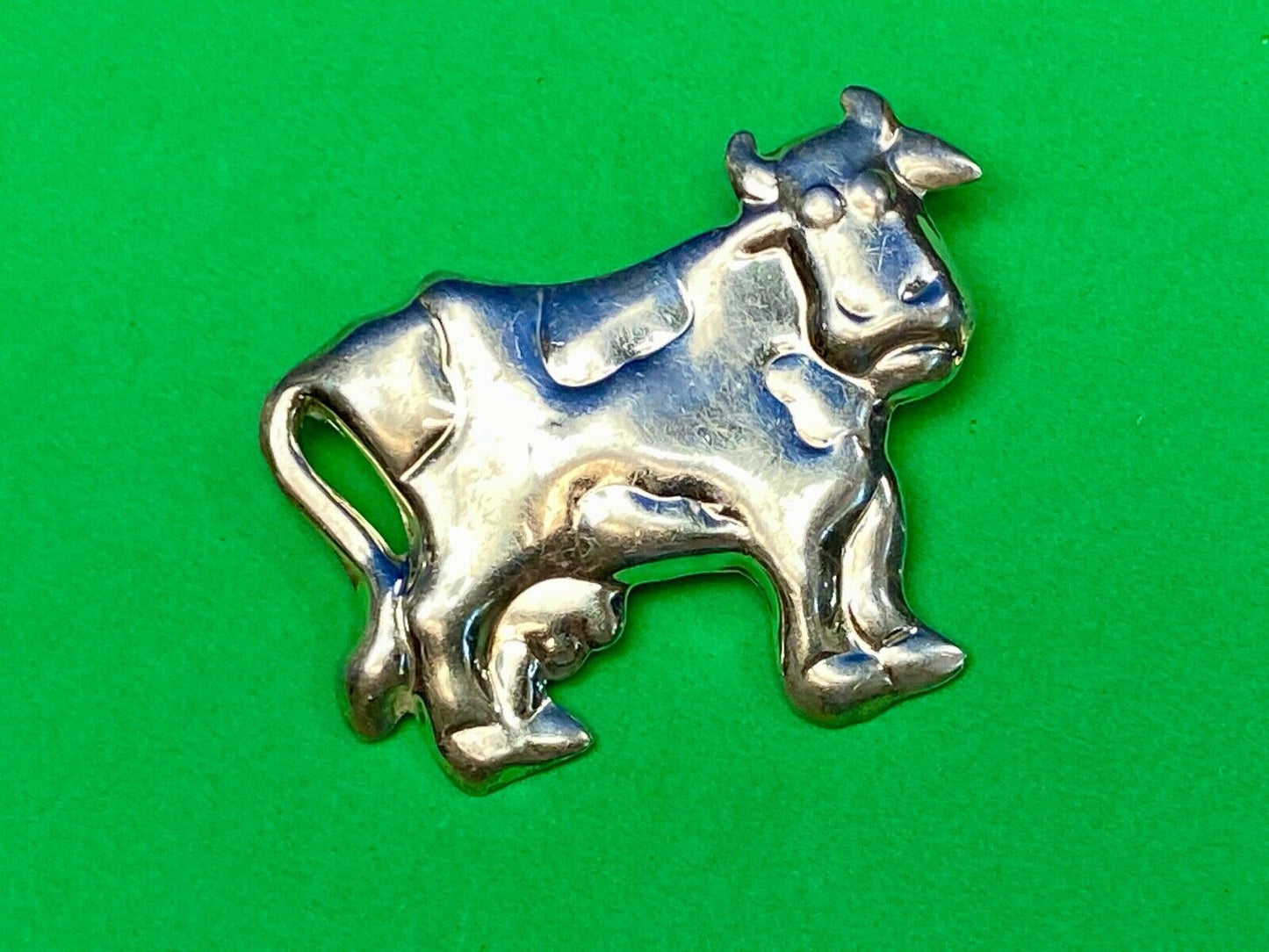 Vintage Dairy Cow Sterling Silver 925 Brooch Pin Mexico Taxco TJ-01 Over 14g