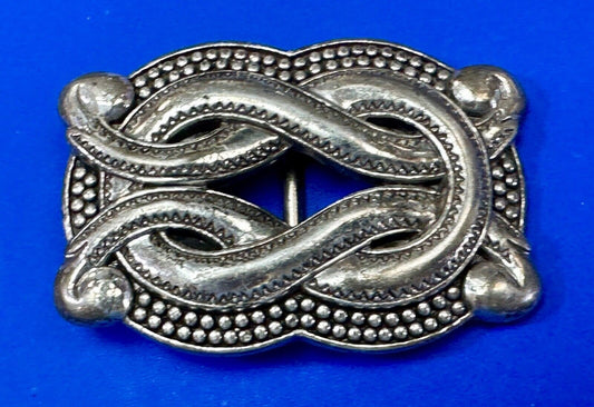 Vintage knot pattern see through silver tone belt buckle
