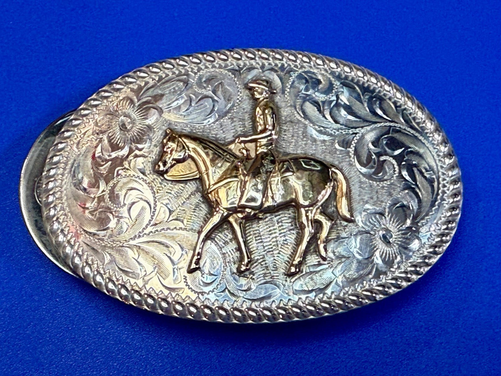 Vintage Diablo Sterling 8 Belt Buckle - Horseback cowboy   BEAUTIFUL