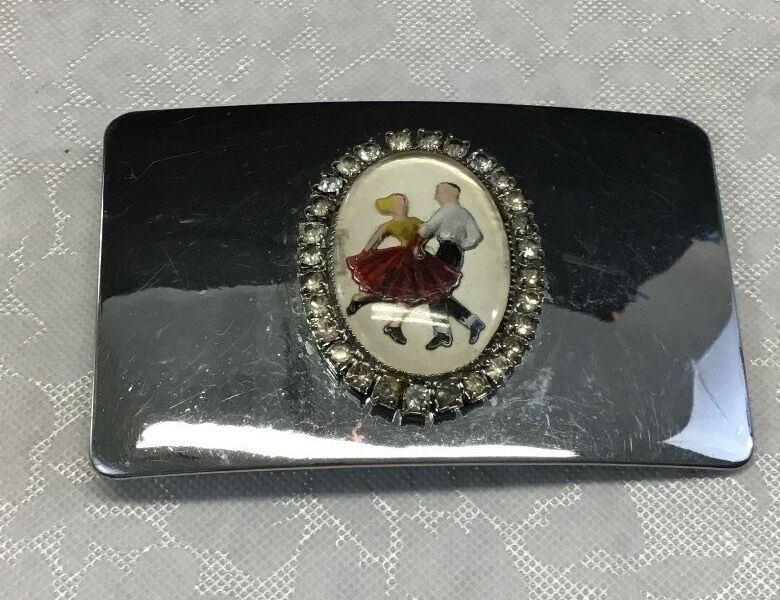 USA made square / line / country dancing music - western rhinestone belt buckle
