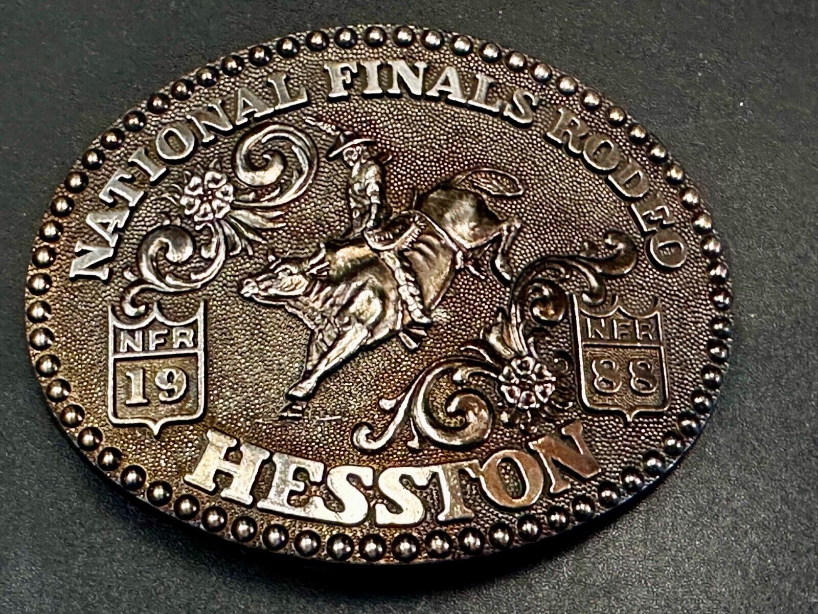 1988 ADM Hesston NFR National Finals Rodeo Cowboys Western Belt Buckle