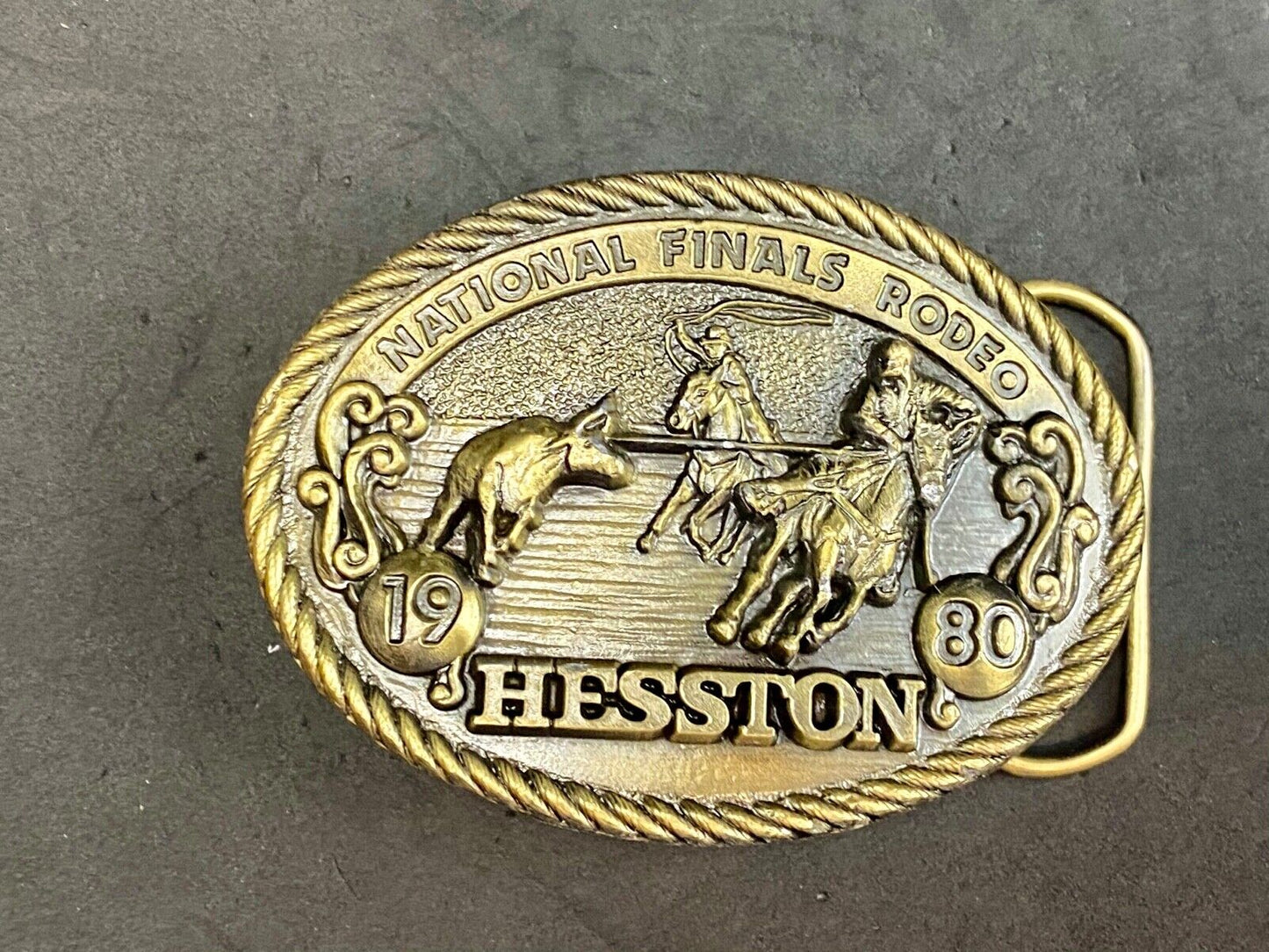 1980 NFR National Finals Rodeo Hesston Adult Cowboy Buckle, Sixth Edition 