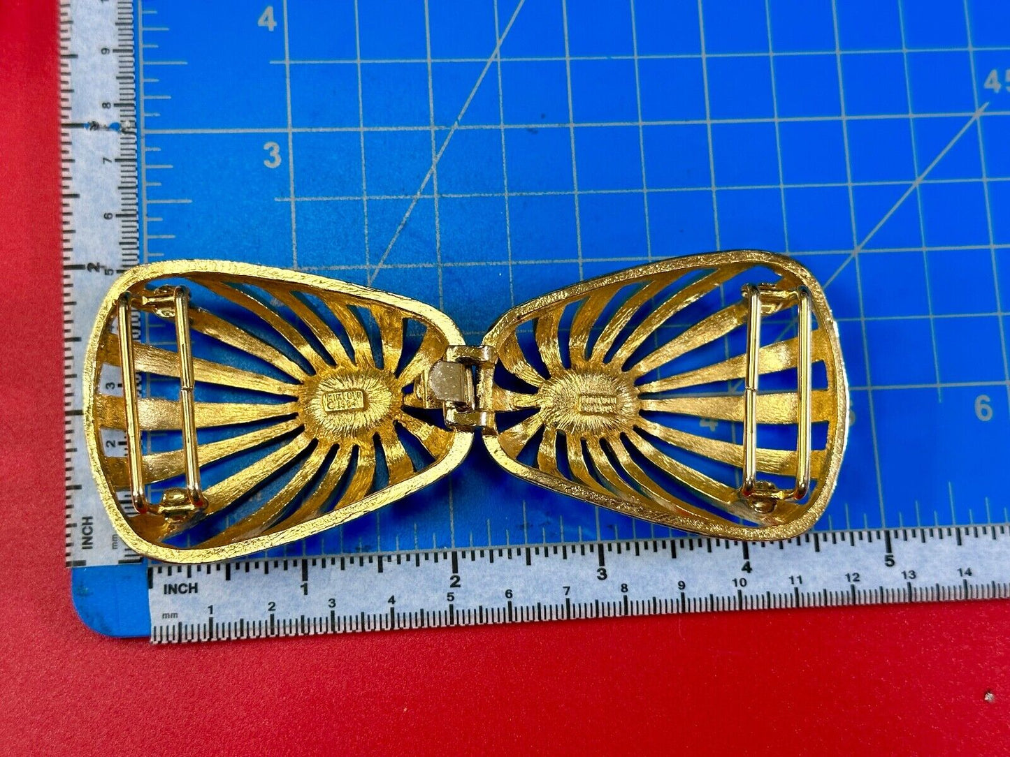 turquoise cab center two piece interlocking designer  1984 Mimi Di N belt buckle