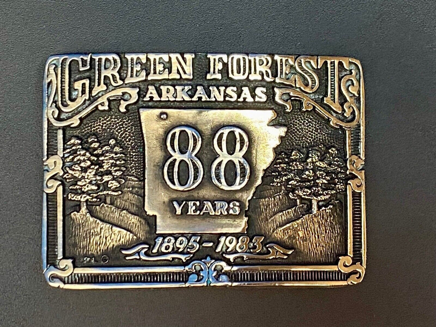 Arkansas green forest 88 year celebration belt buckle limited to 500!  by ADM