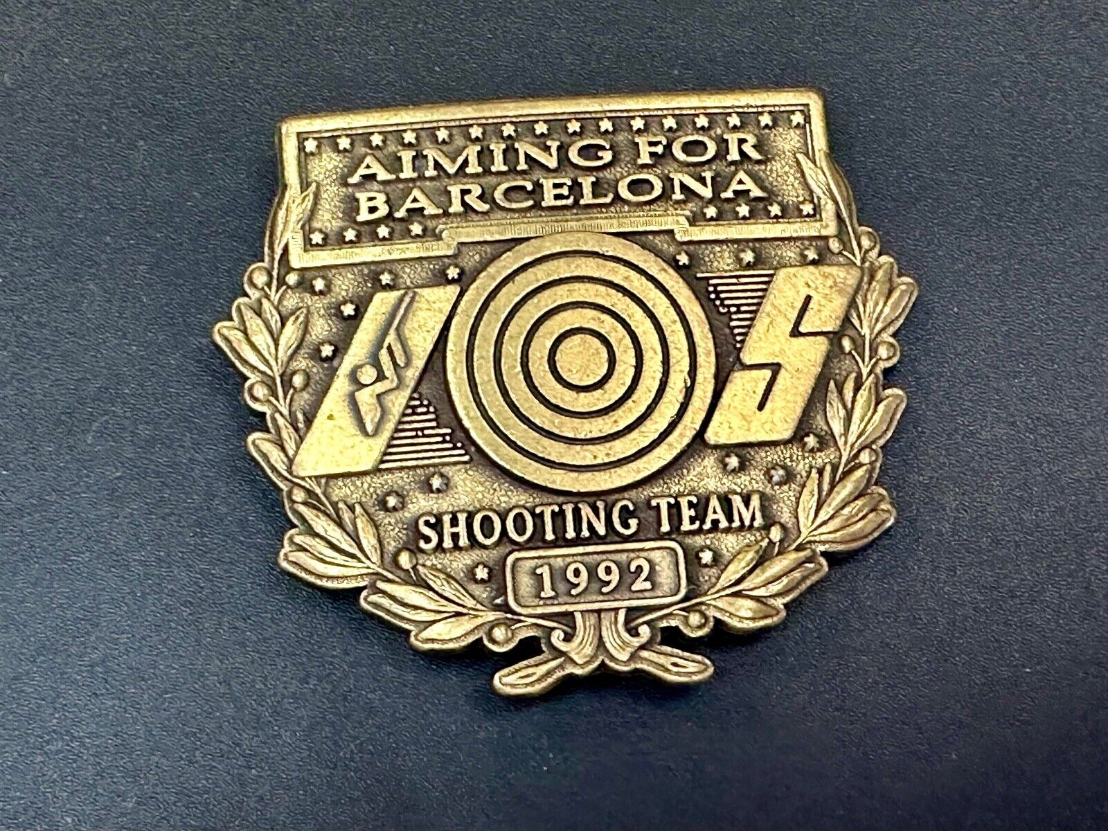 1992 Aiming for Barcelona Olympics US shooting Team belt buckle