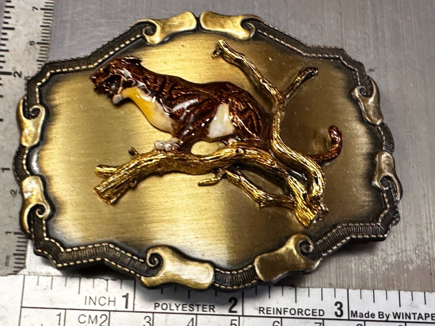 Angry Roaring Lion Tiger Cheetah In Tree Safari Animal Raintree Belt Buckle
