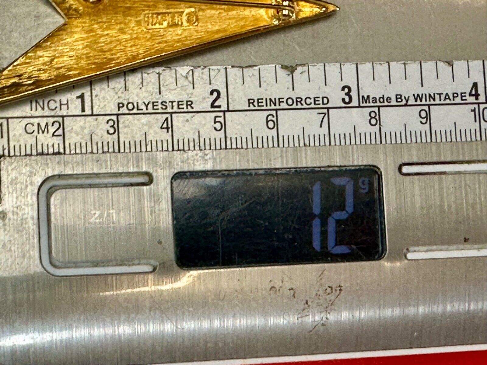 Art Deco Style 3" wide Arrow Napier signed vintage gold tone brooch pin