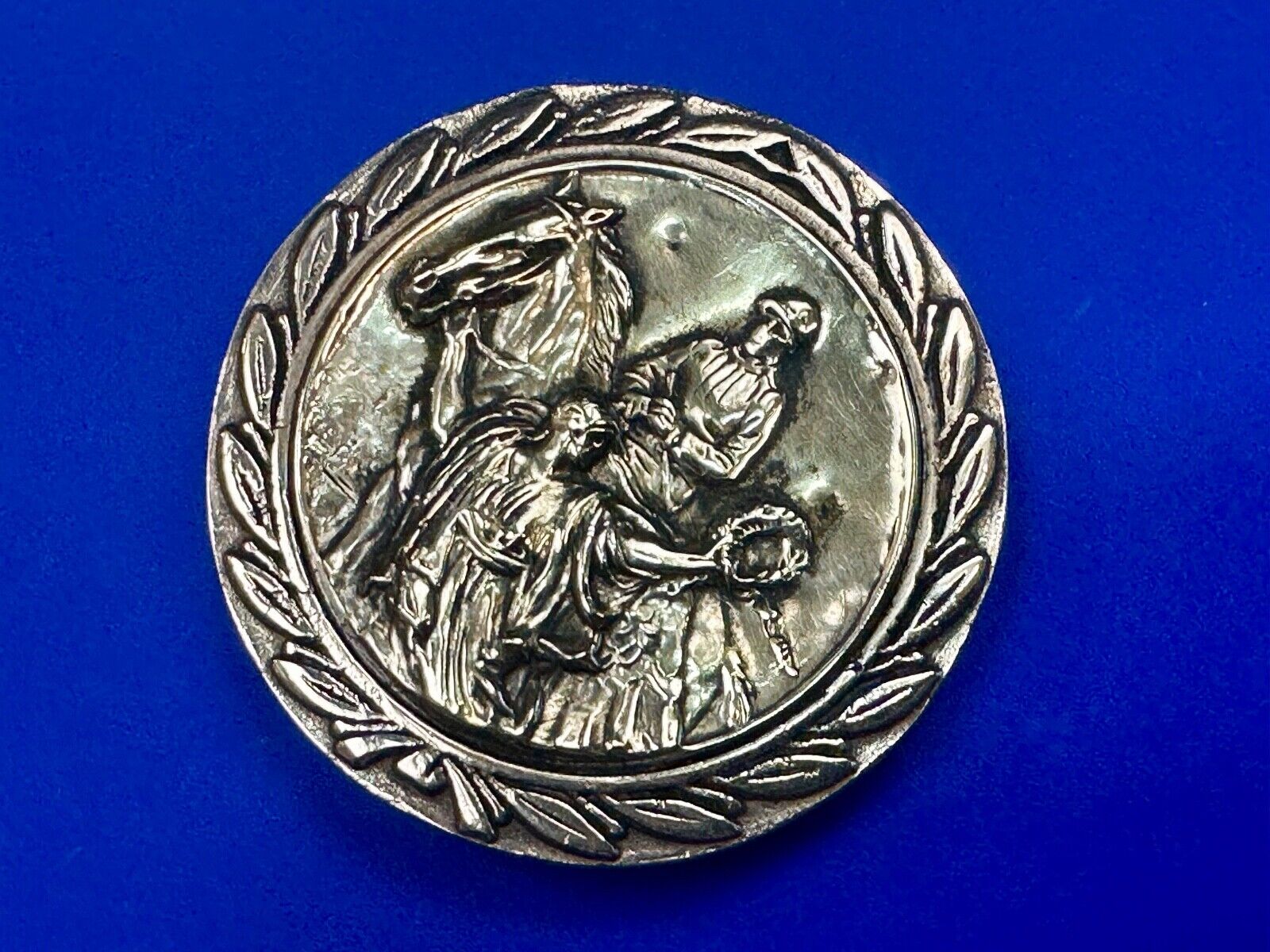 Unique Horse & polo Rider Dress Belt Buckle - Vintage 70s Baron Brass Taiwan
