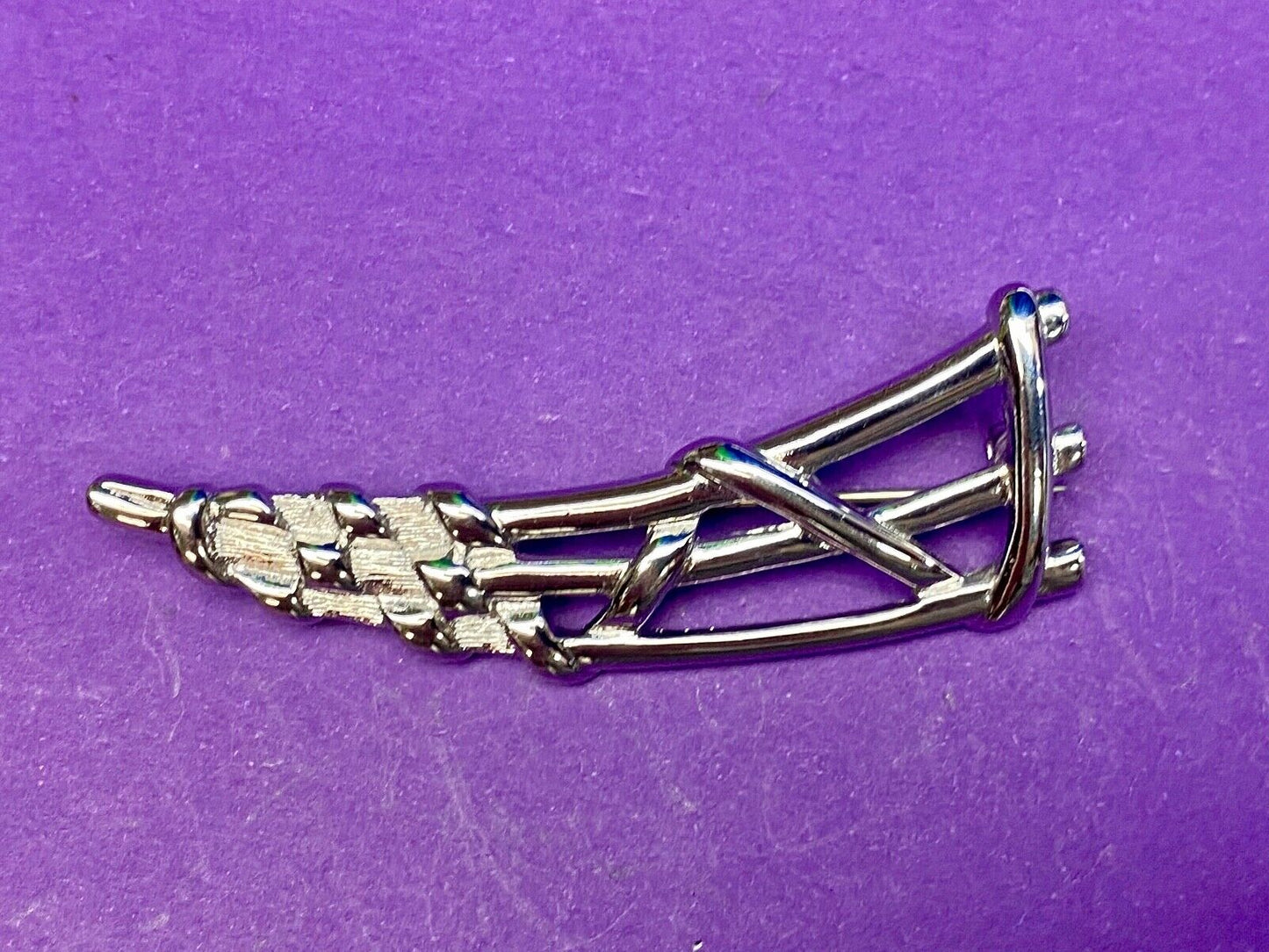 Abstract Retro Design 3 Level Silver Tone Brooch Pin by Monet