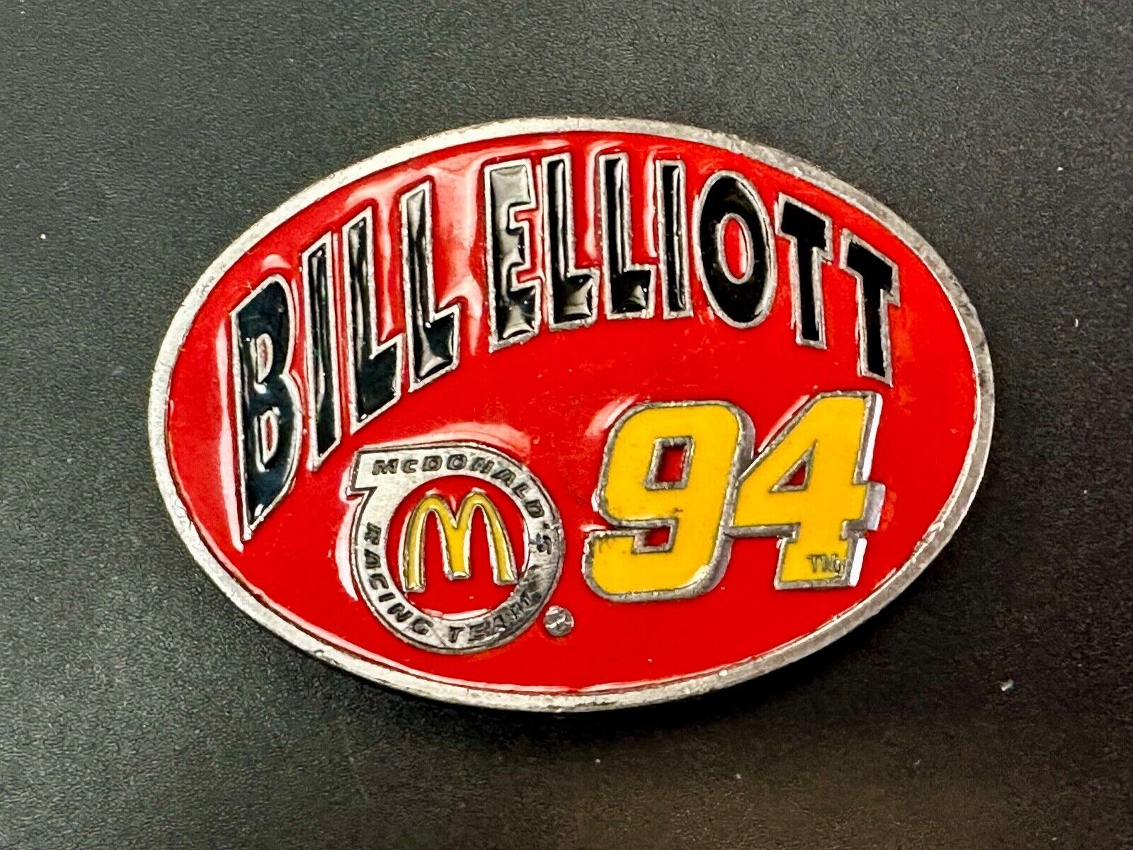 Bill Elliott #94 McDonald's car vintage Nascar race belt buckle N-28