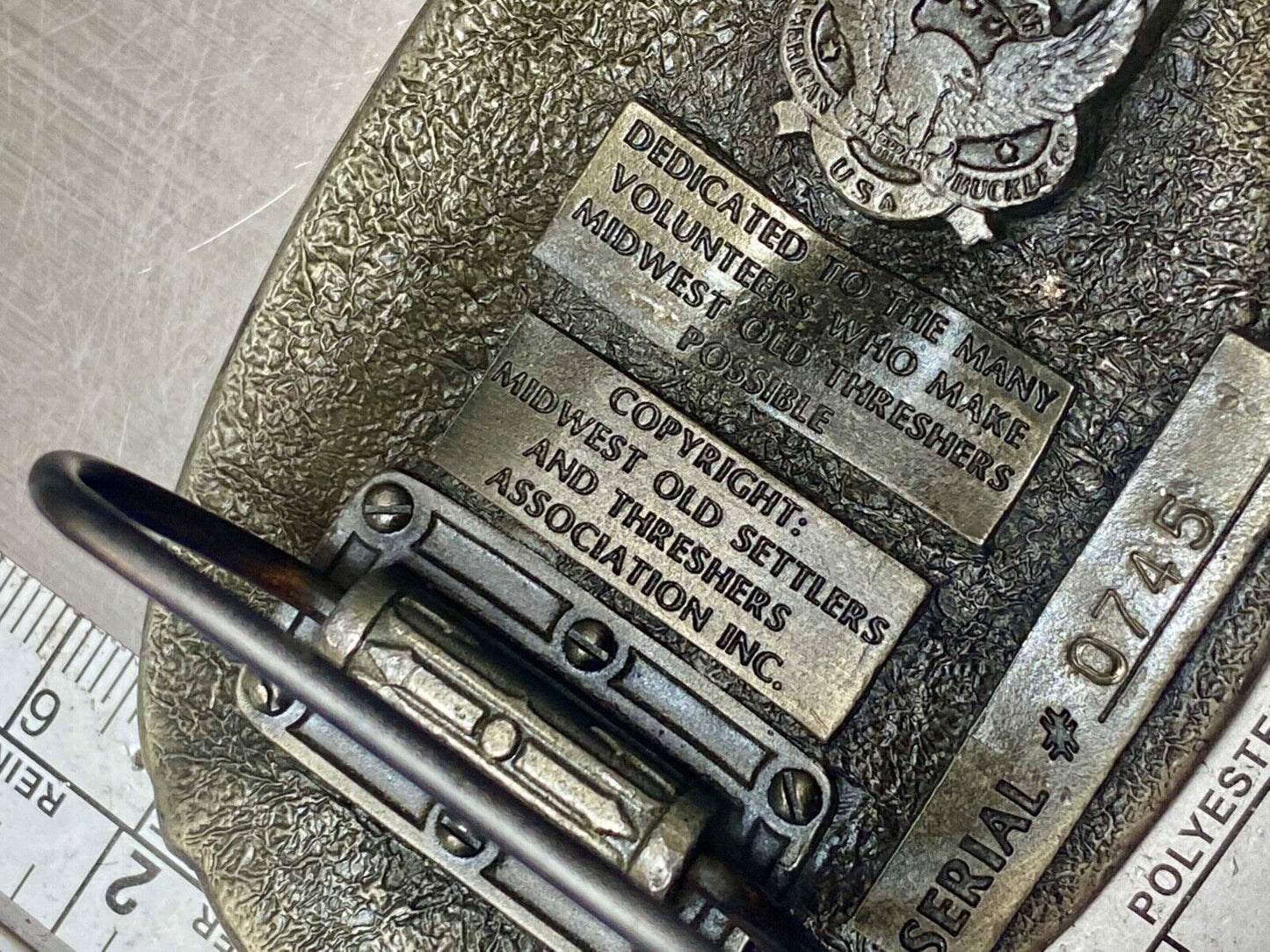 Americas largest Steam show  Midwest Old Settlers and Threshers Assn belt buckle