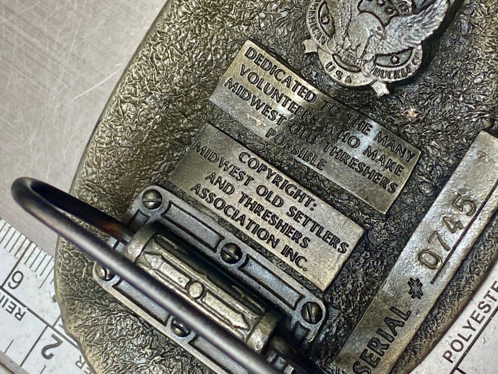 Americas largest Steam show  Midwest Old Settlers and Threshers Assn belt buckle