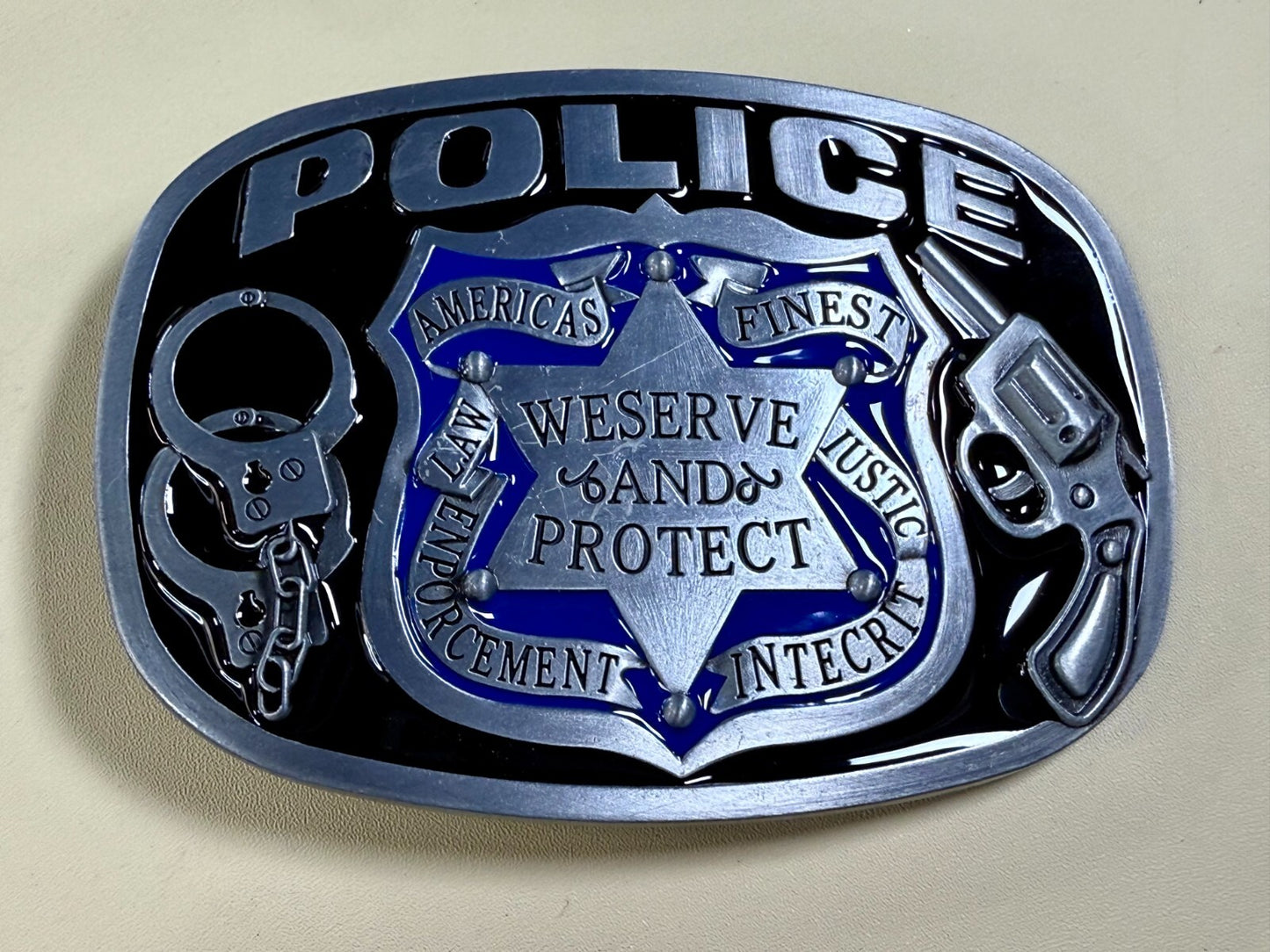 AMERICAS FINEST POLICE We Serve Protect Law Enforcement Commemorate Belt Buckle