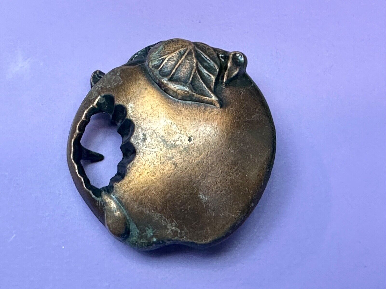 Apple with a bite taken out of it!   Vintage figural Belt Buckle