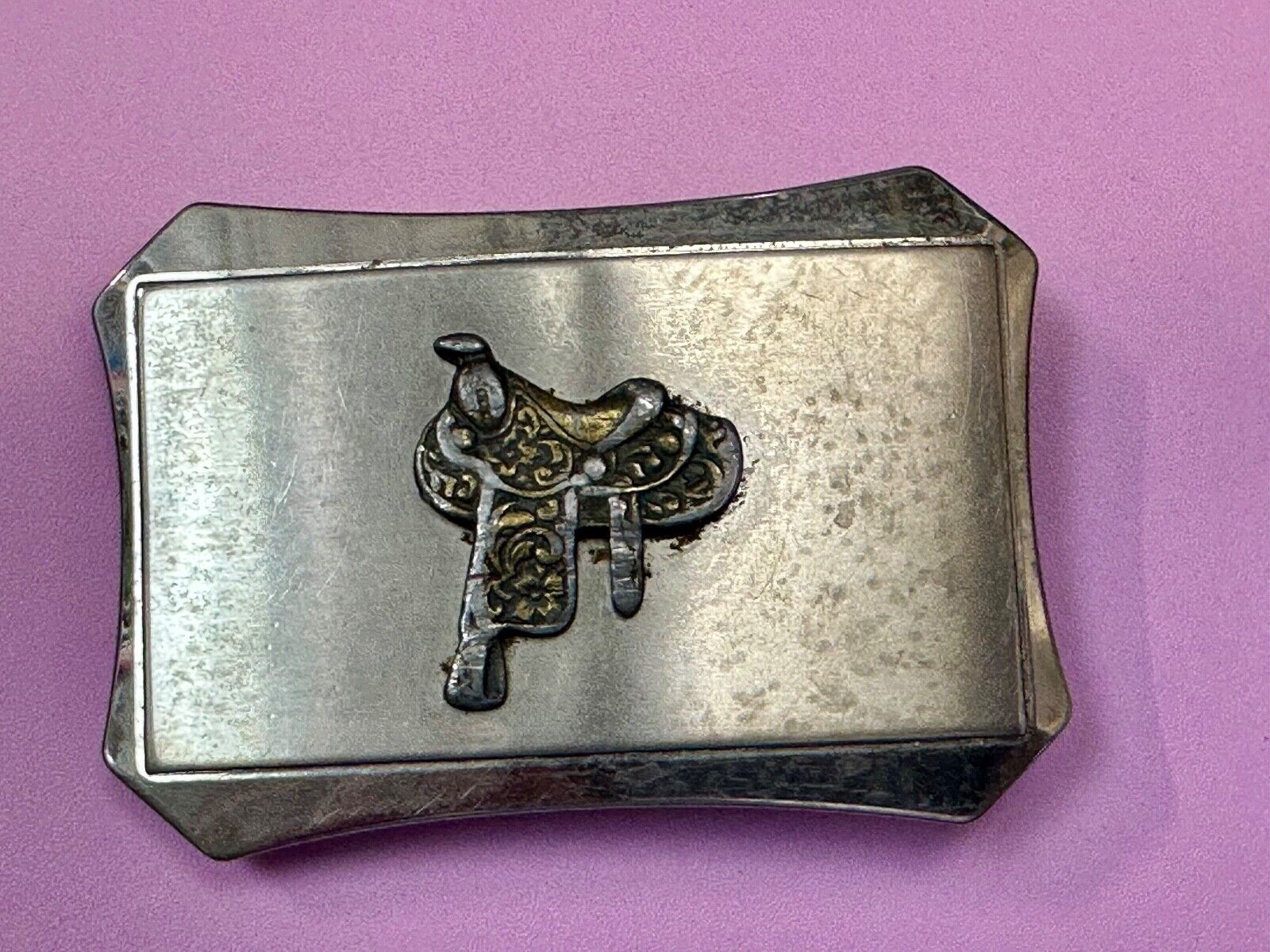 Vintage horse saddle - used Belt Buckle
