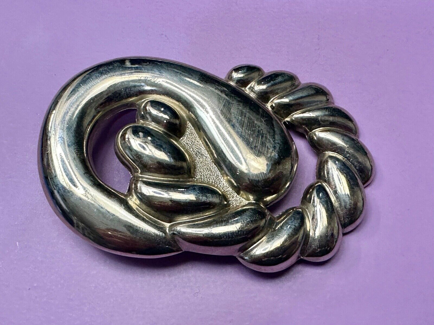 Abstract Infinity Loop Hippie Boho Silver Tone Vintage Belt Scarf Slide Buckle