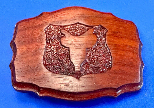 Vintage horse saddle carved in wooden western framed belt buckle  VermJ LL19