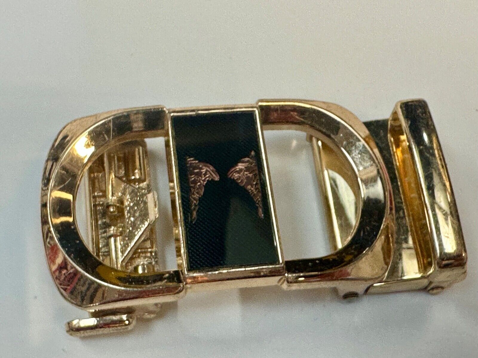 Black and Gold Tone Replacement Formal Dress Style Belt Buckle