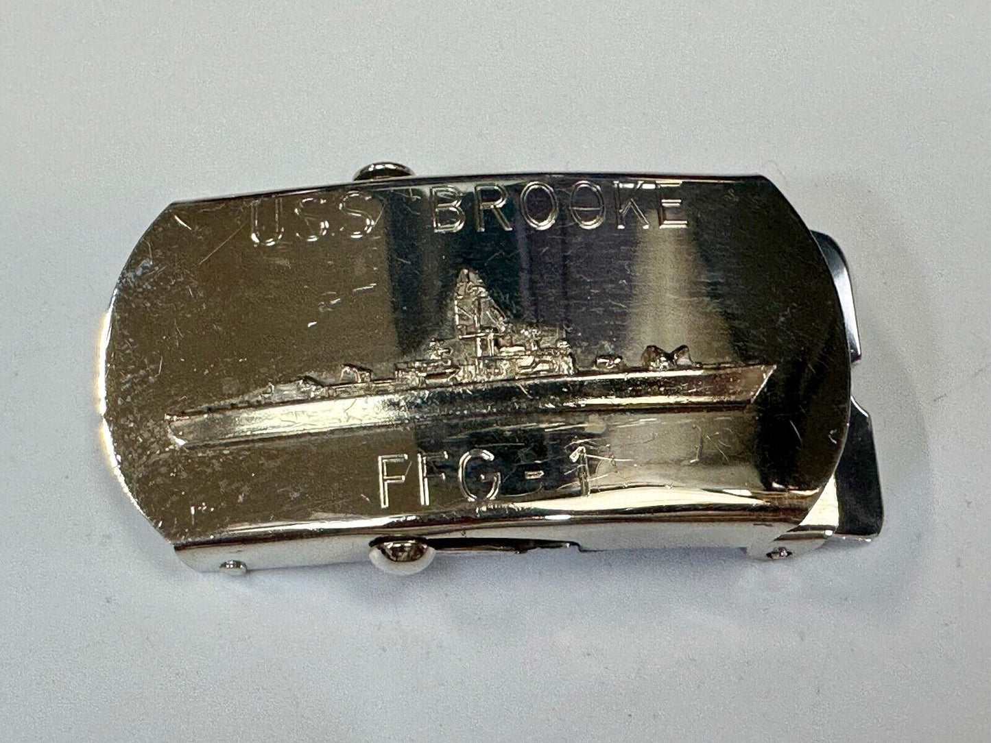 USS Broke FFG  - guided missile frigate United States Navy boat belt buckle
