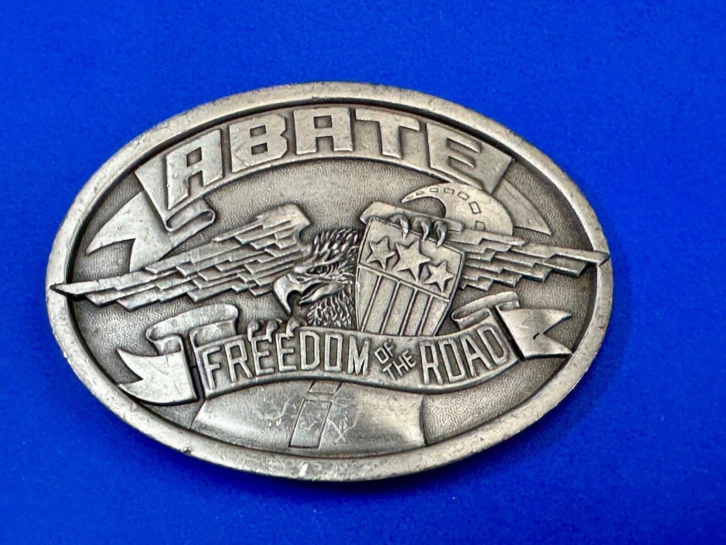 ABATE of Indiana Freedom of the road Bikers motorcycle Vintage 1985 belt buckle