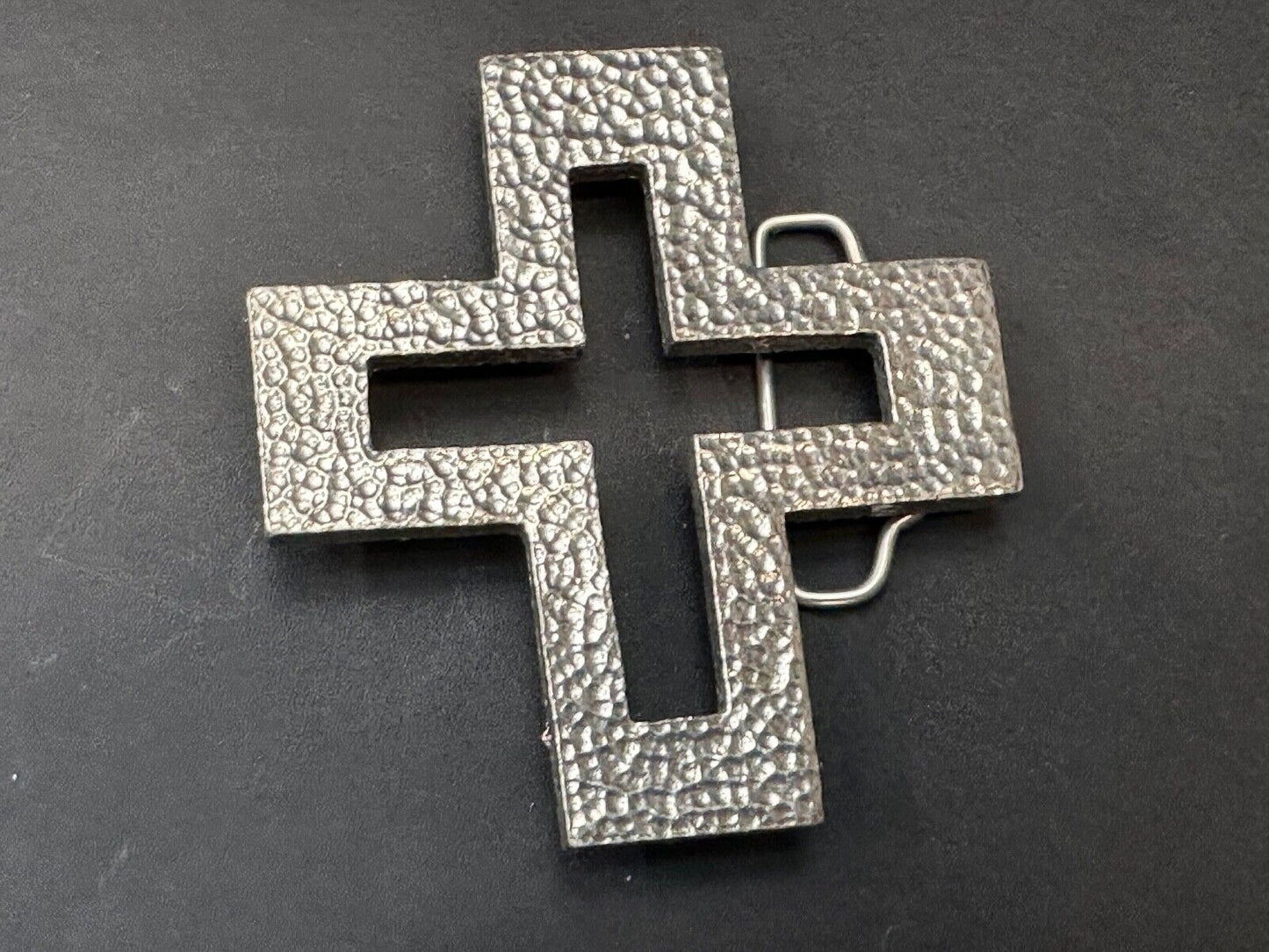 A.P.W. 2007 cross cutout silver tone belt buckle