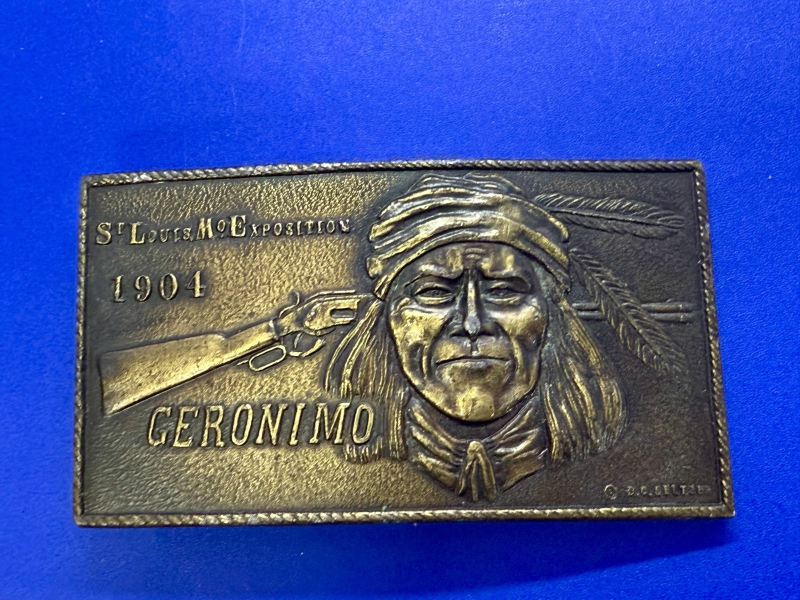 1904 St. Louis Exposition GERONIMO Native American Indian Bergamot Belt Buckle