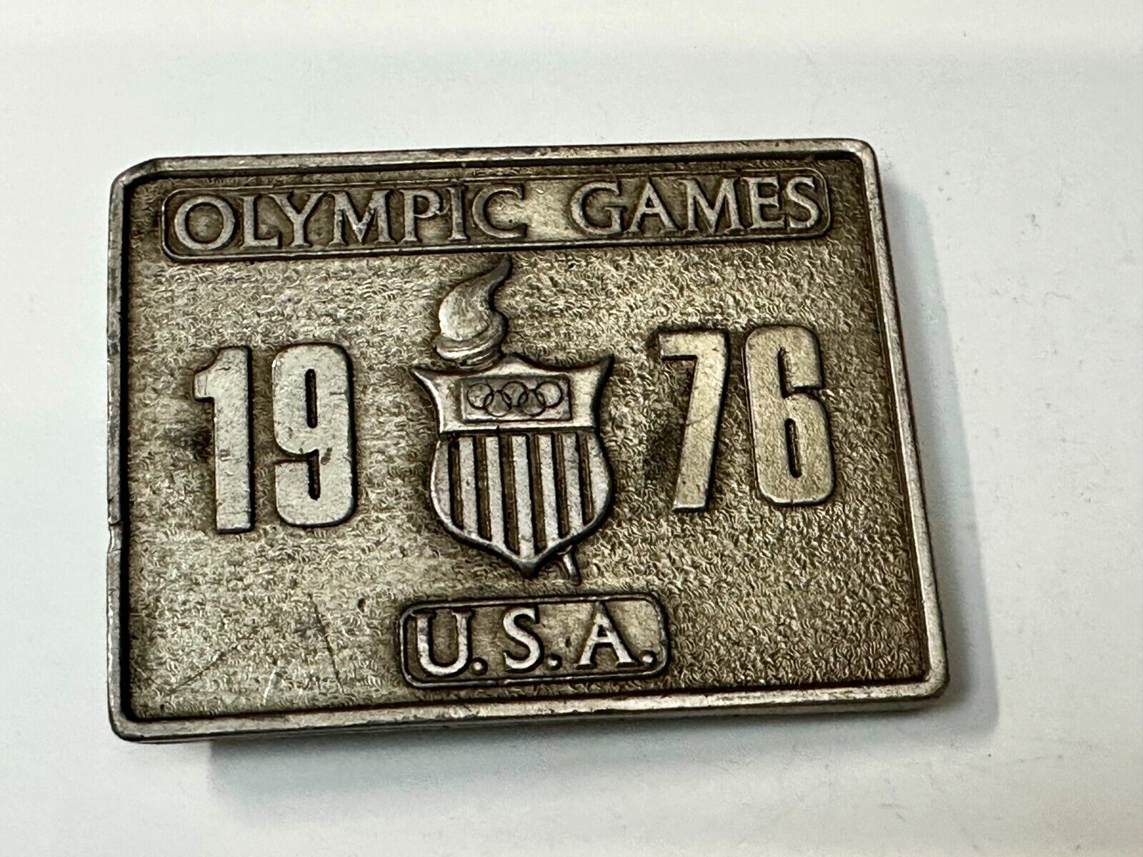 1976 Olympic Games USA Vintage Rectangle Bergamot Brass Works Belt Buckle