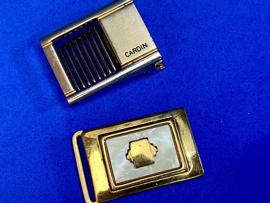  2 Vintage Rectangular Formal Dress Belt Buckle Cardin / Retro Mixed Colors 