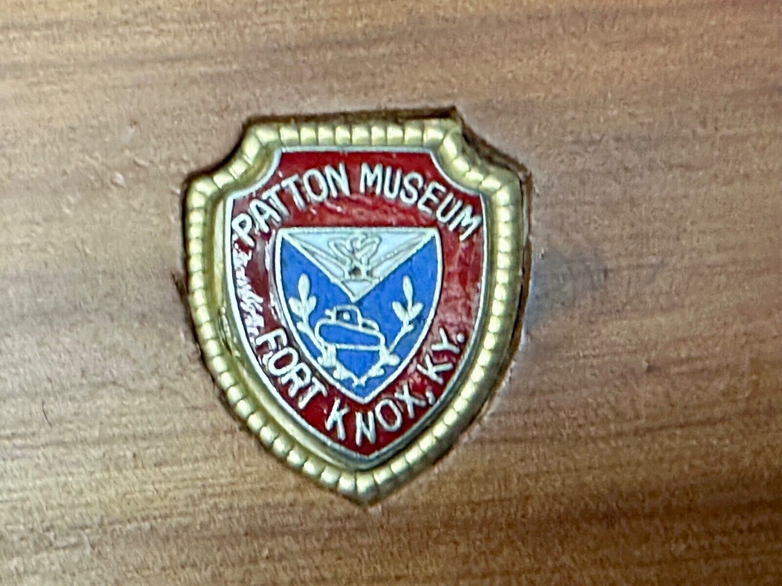 Two pins Patton Museum Fort Knox KY Artisan Inlaid project to wooden Belt Buckle