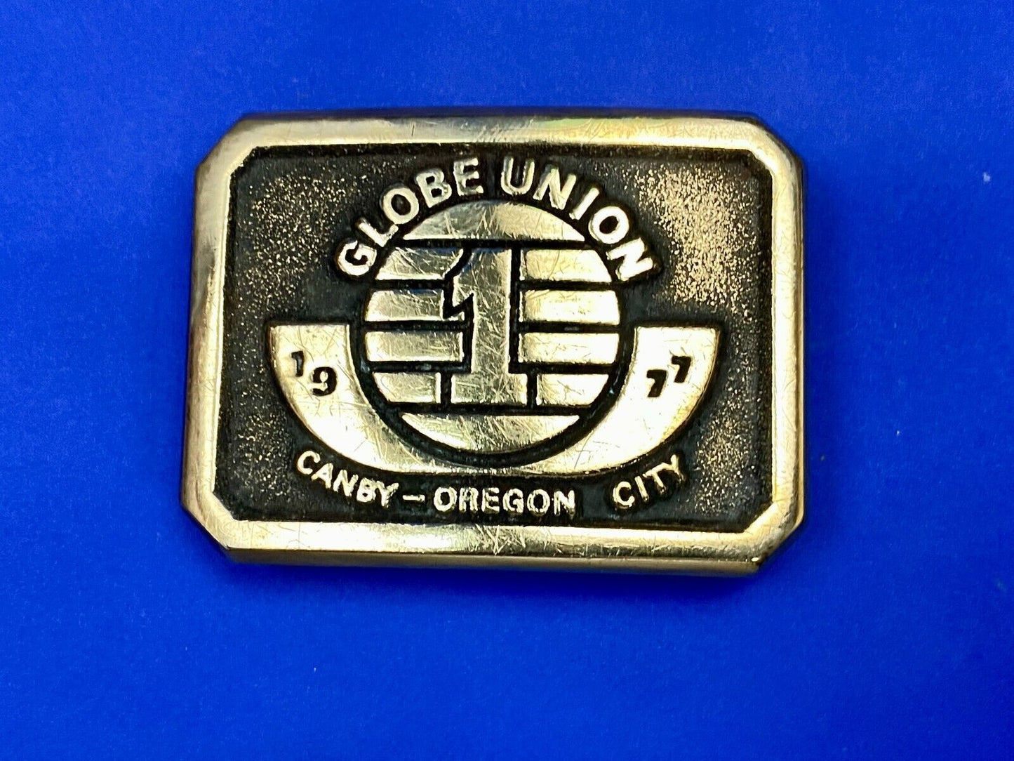 1977 Globe Union Canby Oregon City Commemorative Sandcast Bronze Belt Buckle