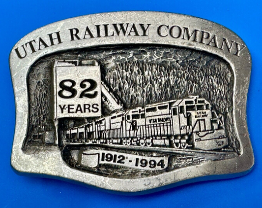Utah Railway Co Vtg Train Railroad 82 Years - Gary Prazen Sculpture Belt Buckle