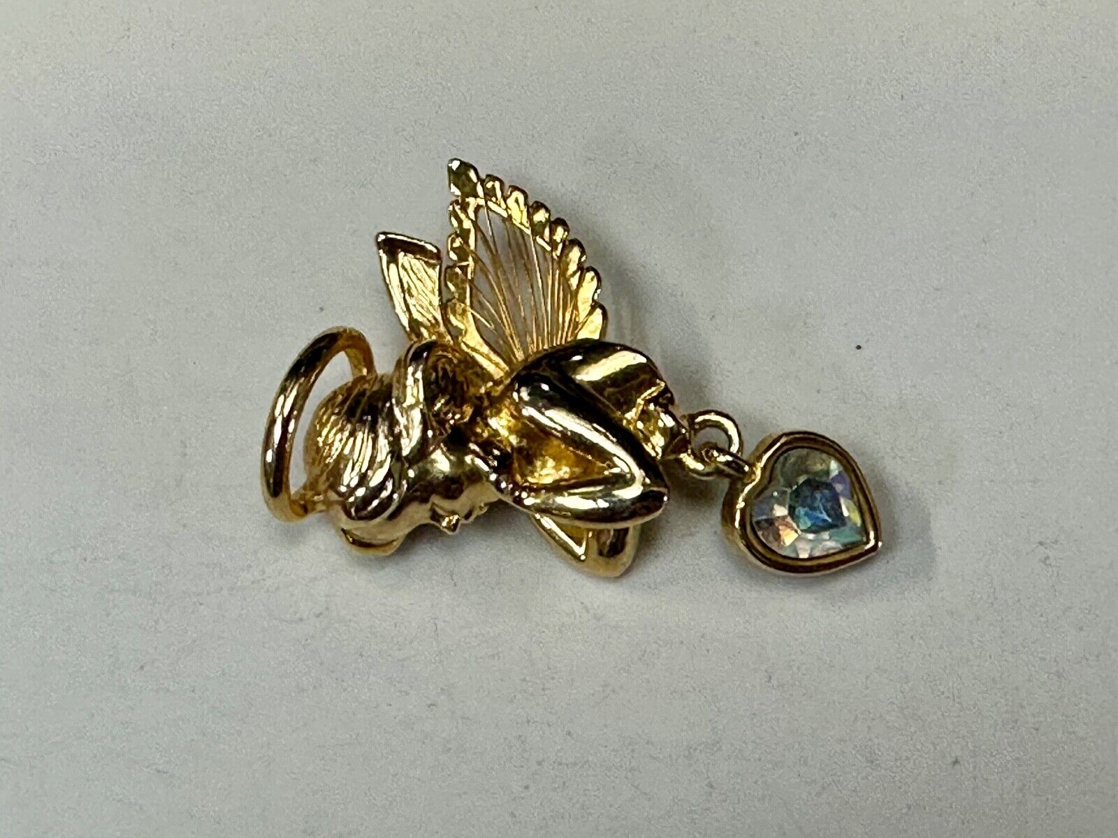 Angle with wings and Heart dangle beautiful AAI vintage brooch pin