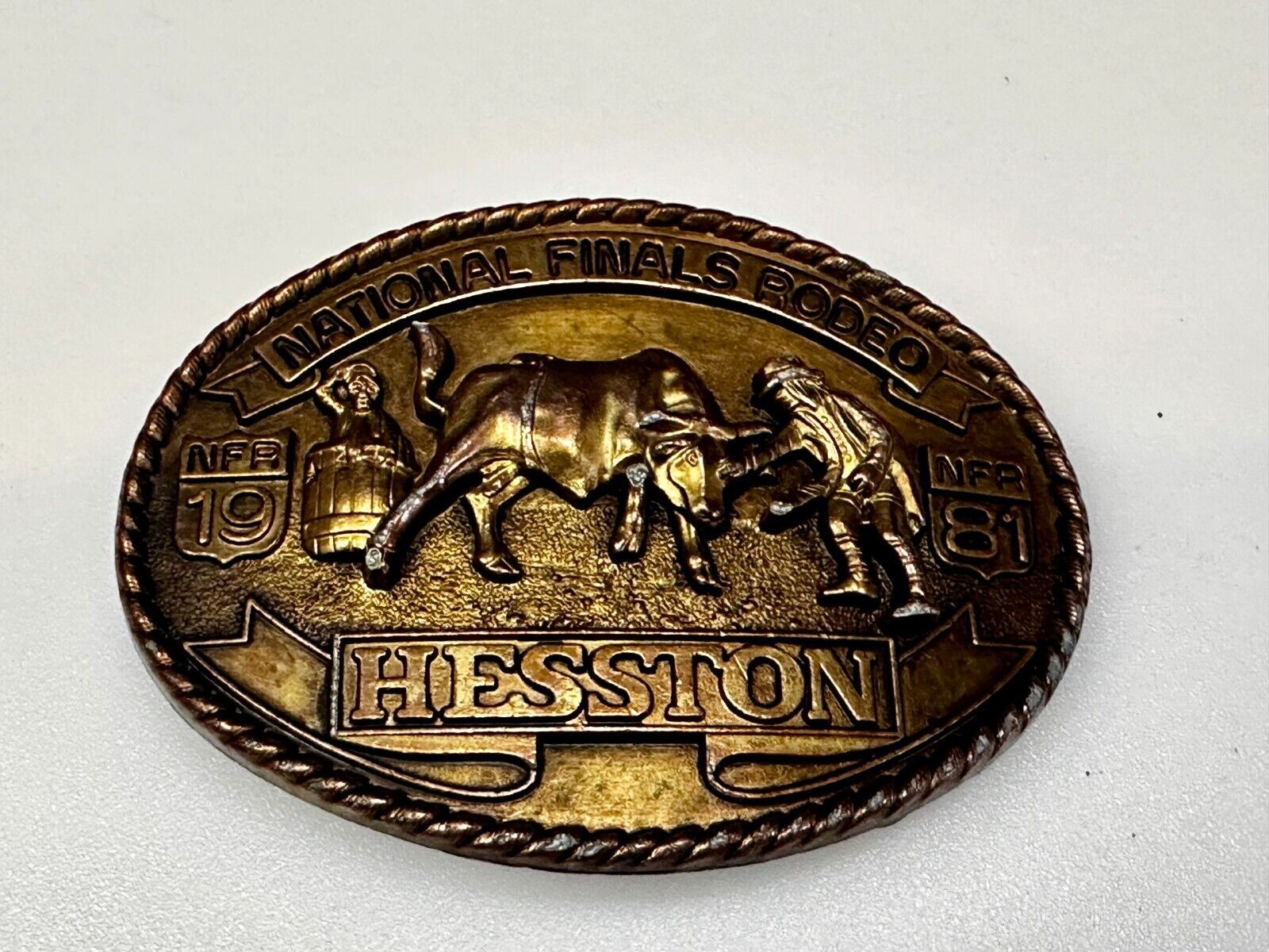 1981 Hesston NFR National Finals Rodeo Cowboys Western Belt Buckle