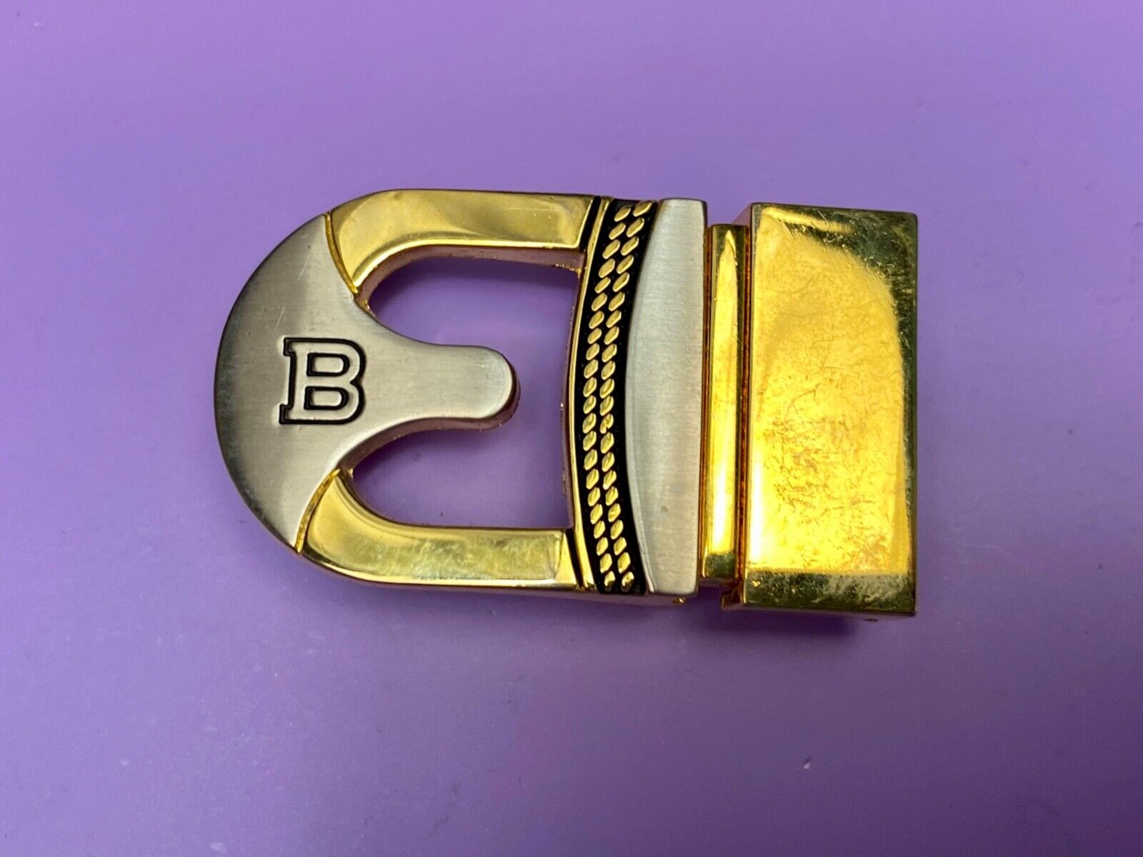 Vintage Letter Initial Monogram B two tone formal small belt buckle