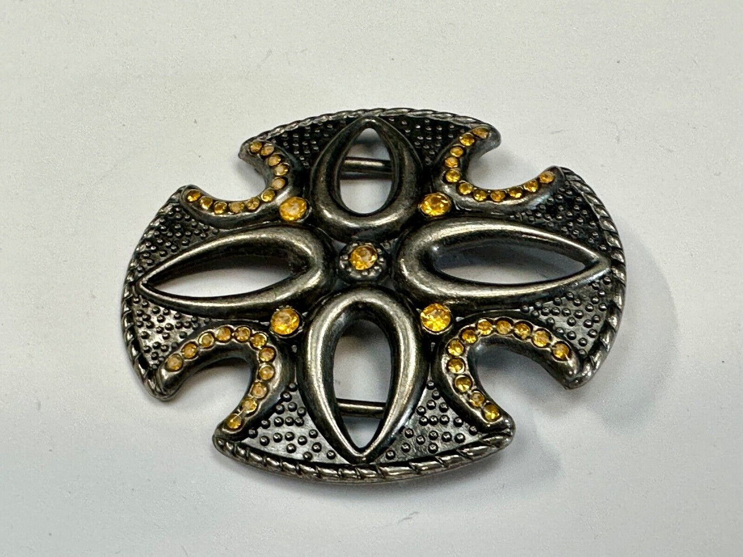 unique see through iron cross with golden brown rhinestone accents