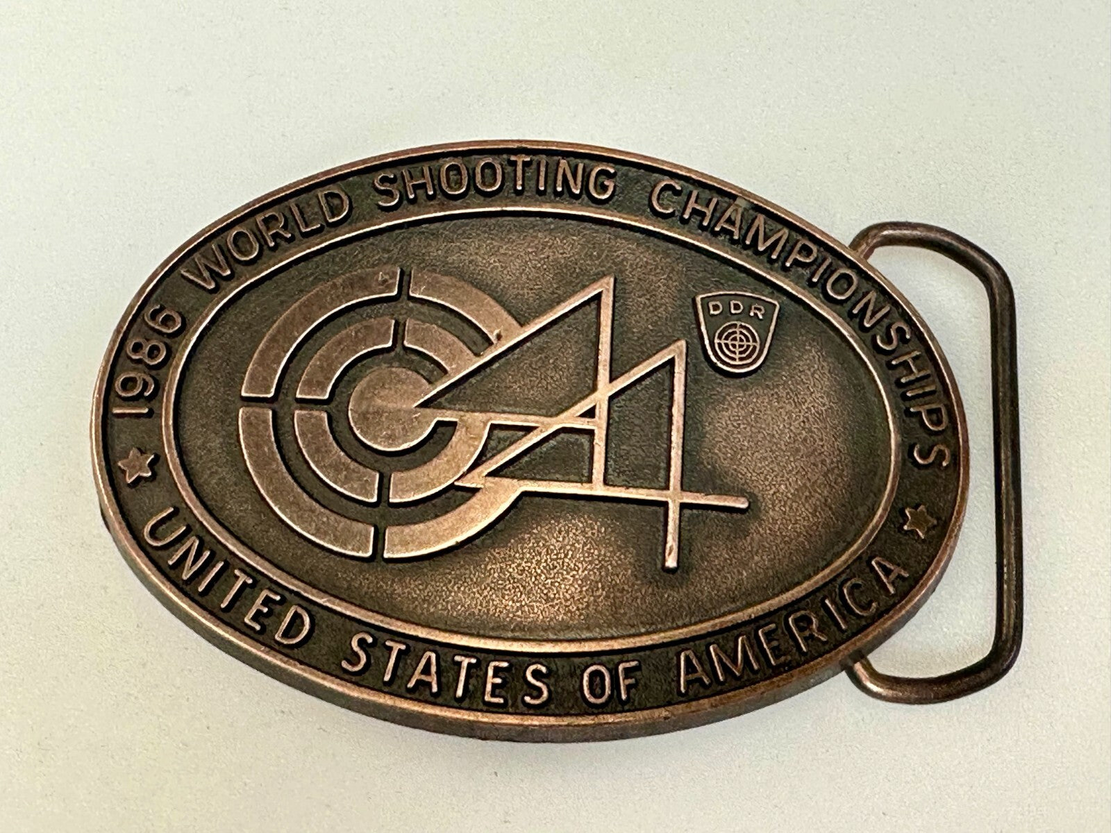 United States of America 1986 World Shooting Championship Souvenir Belt Buckle