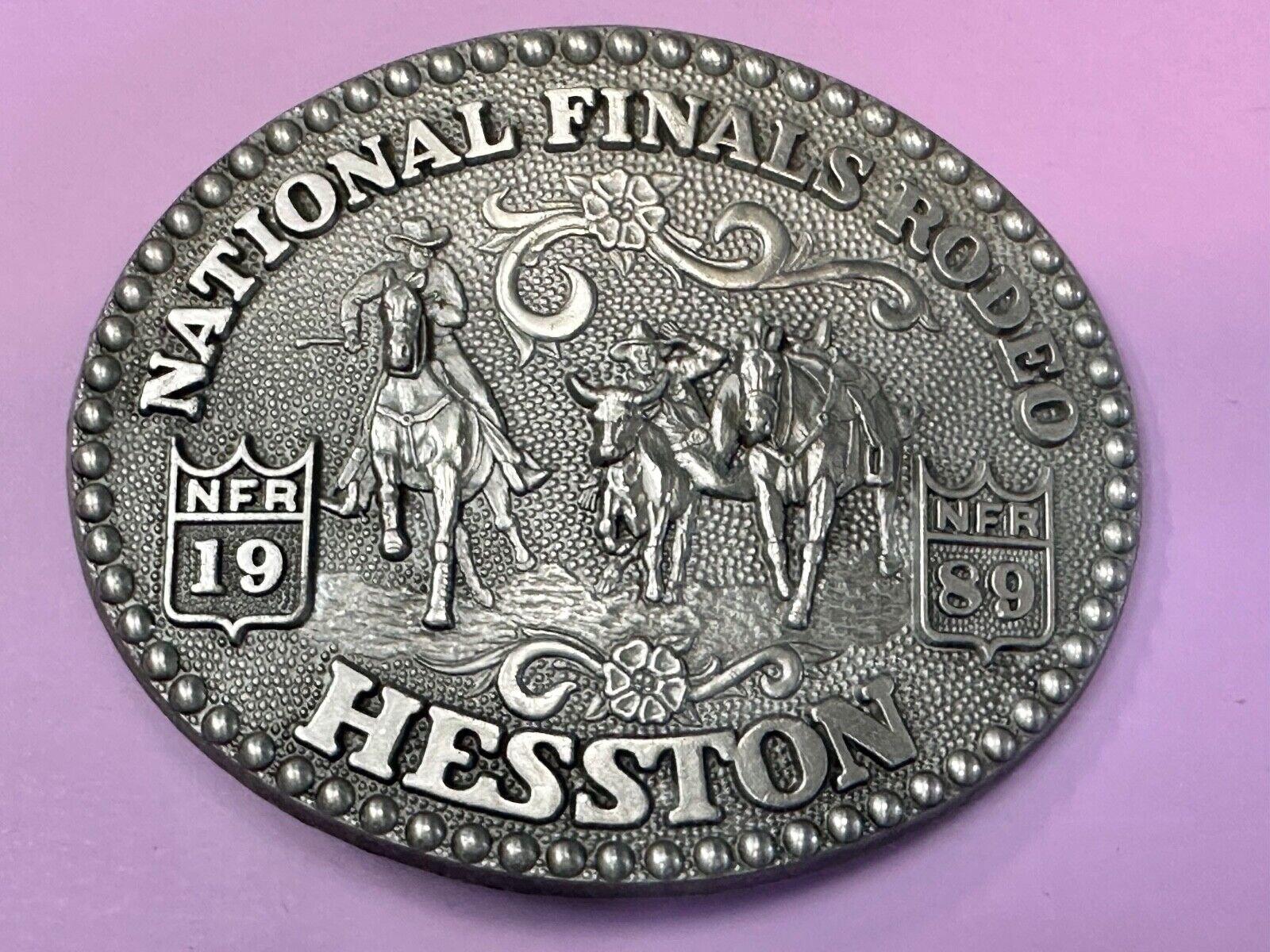 1989 National Finals Rodeo NFR Award Design Medals Belt Buckle