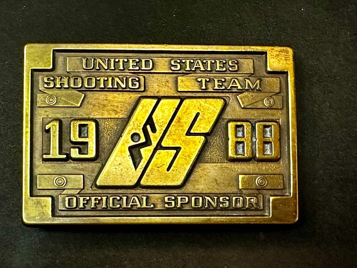 United States Shooting Team 1988 Official Sponsor Seoul Korea Belt Buckle