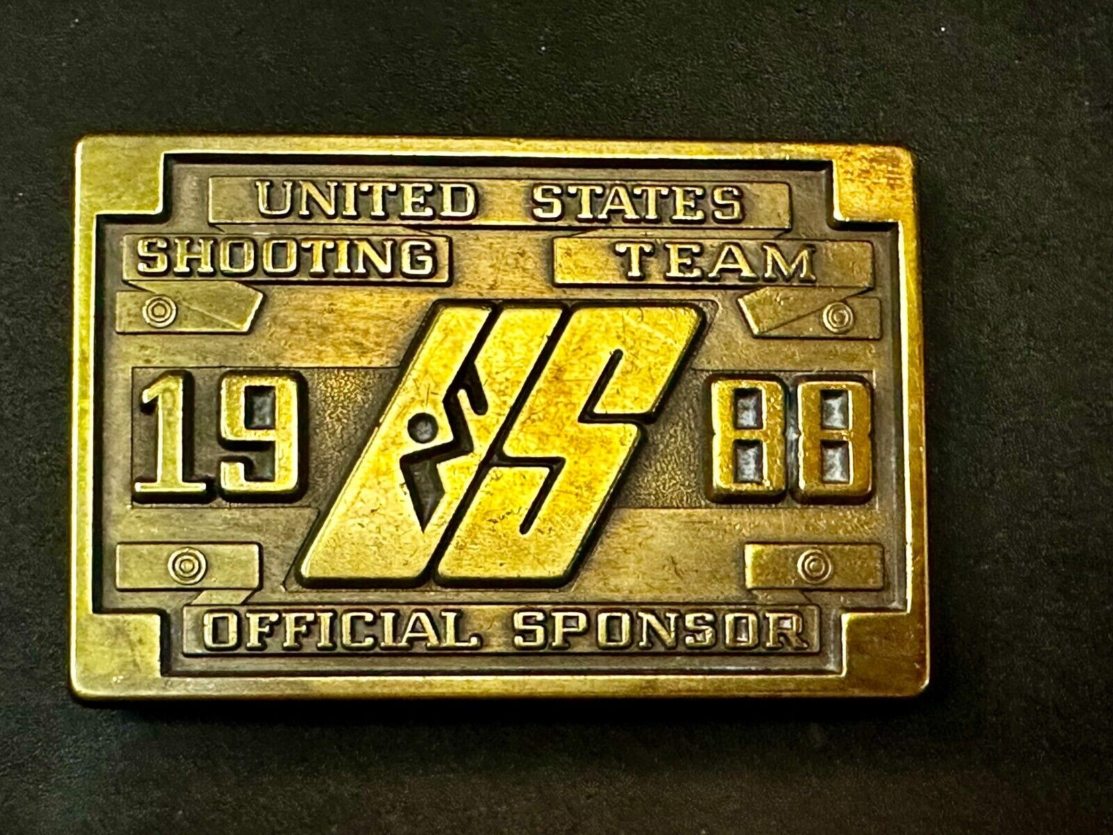 United States Shooting Team 1988 Official Sponsor Seoul Korea Belt Buckle