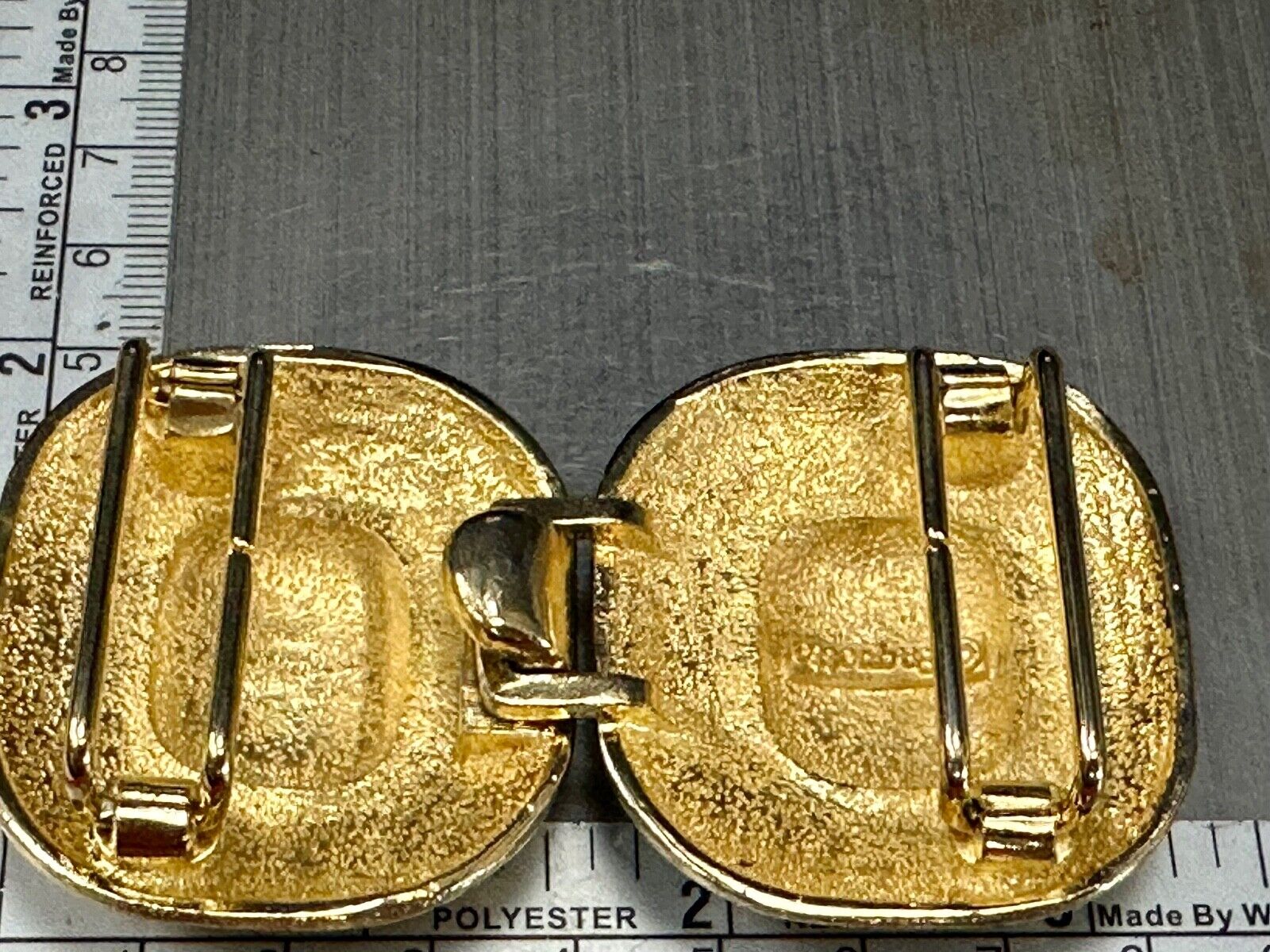 1980's Douglas Paquette Large Gold Tone w/ Black 2-Piece 3" Vintage Belt Buckle