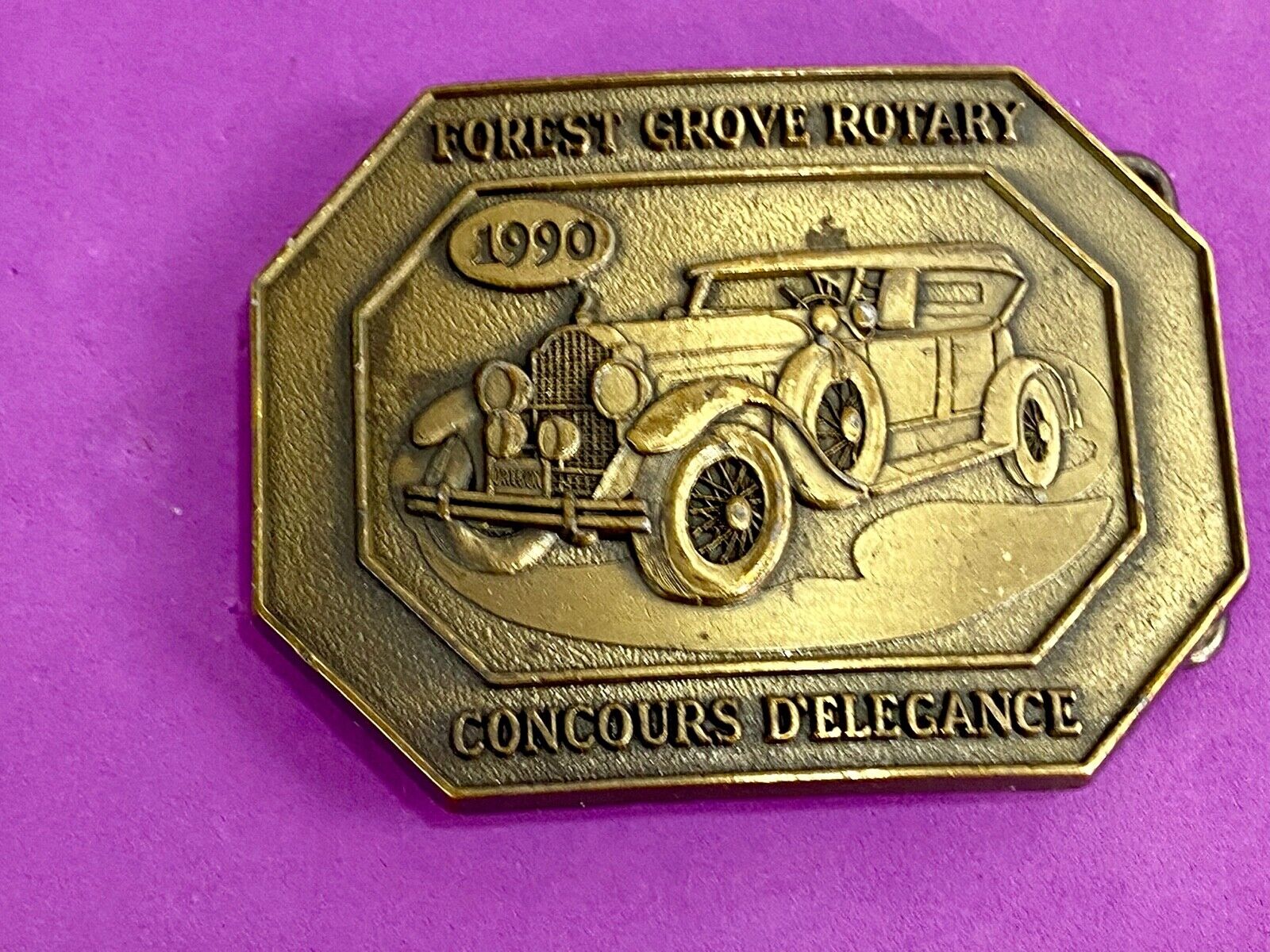 Vintage Forest Grove Rotary belt buckle Concours d'Elegance souvenir cars 
