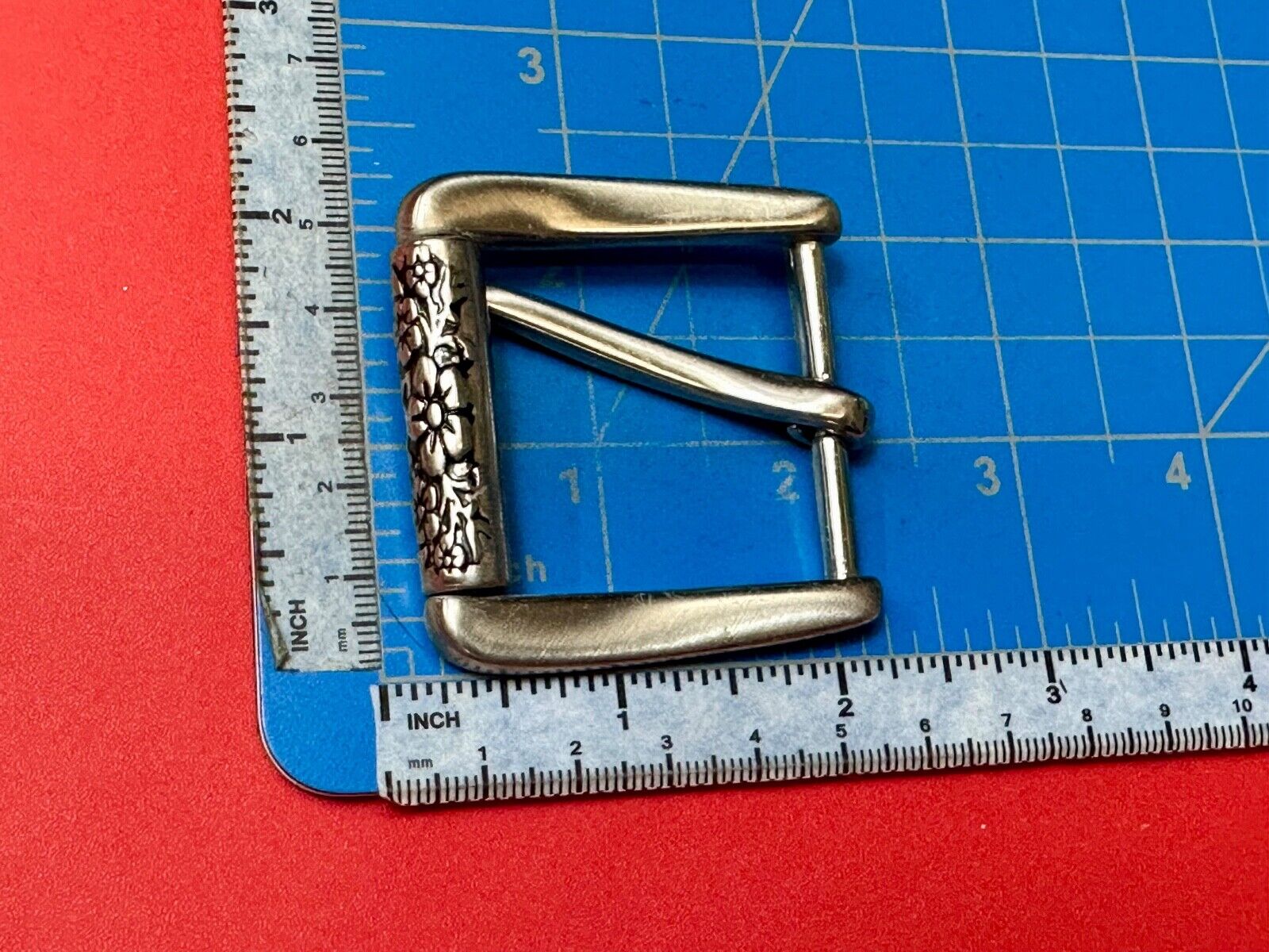 unique rolling end flower theme silver tone replacement belt buckle