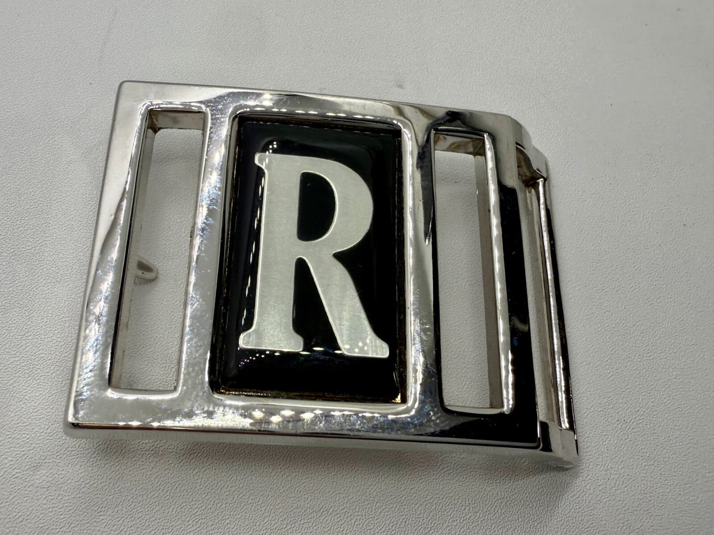 Vintage Custom Letter R Initial Monogram Belt Buckle by Avon 