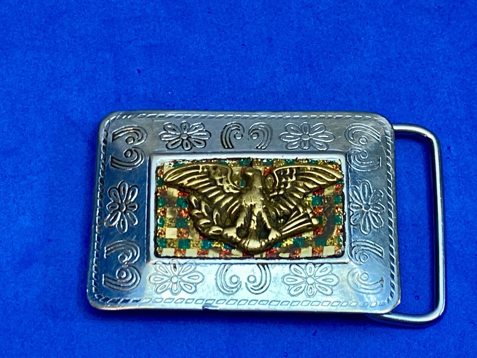 Antique -Eagle Arrows Shield Crest Emblem Belt Buckle  Aaaaa Mexico Makers Mark
