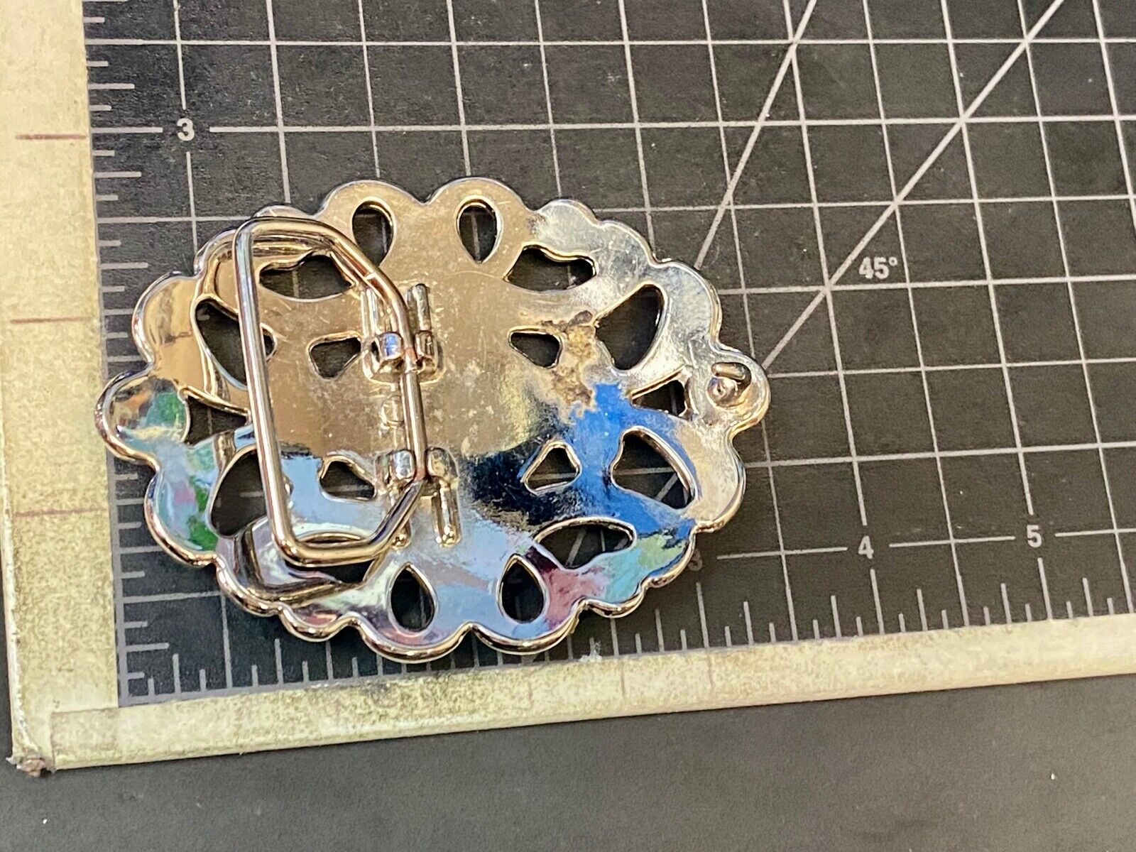 Unique See Though Rhinestone Accented Victorian Style Centerpiece Belt Buckle
